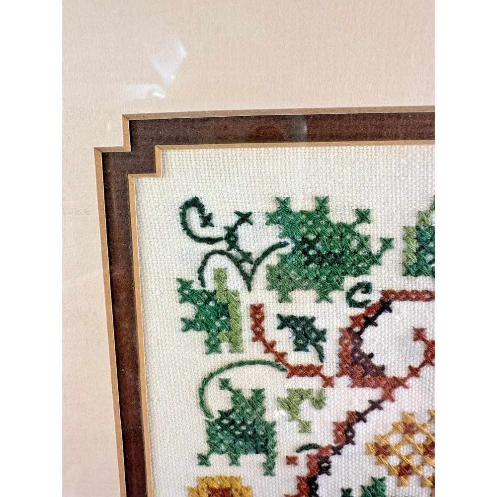 Vtg 1990 Framed The Lords Prayer Cross Stitch Sampler Handmade Wall Decor 22x17 - Picture 2 of 13